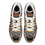 Japanese Samurai Mask Print High Top Leather Sneakers