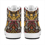 Japanese Samurai Mask Print High Top Leather Sneakers