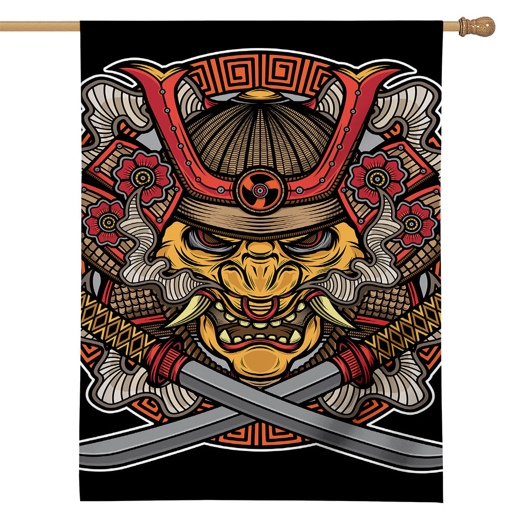 Japanese Samurai Mask Print House Flag