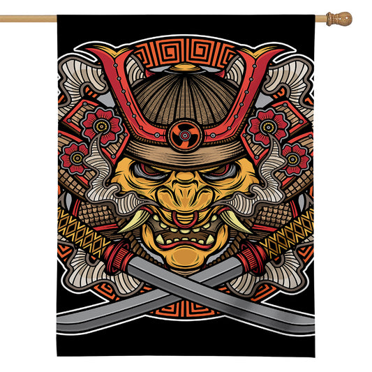 Japanese Samurai Mask Print House Flag