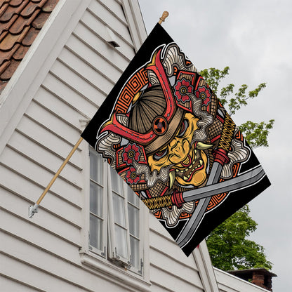 Japanese Samurai Mask Print House Flag