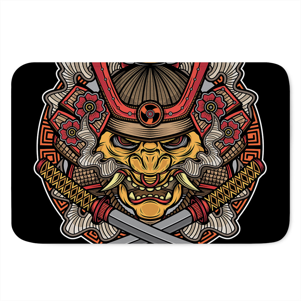 Japanese Samurai Mask Print Indoor Door Mat
