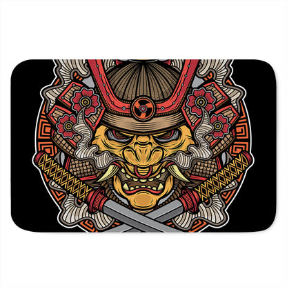 Japanese Samurai Mask Print Indoor Door Mat