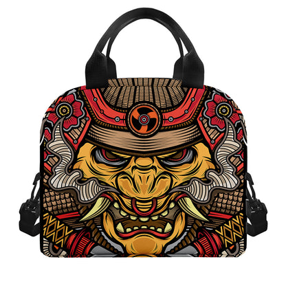 Japanese Samurai Mask Print Insulated Lunch Bag