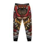 Japanese Samurai Mask Print Jogger Pants