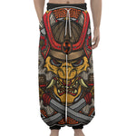 Japanese Samurai Mask Print Lantern Pants