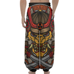 Japanese Samurai Mask Print Lantern Pants