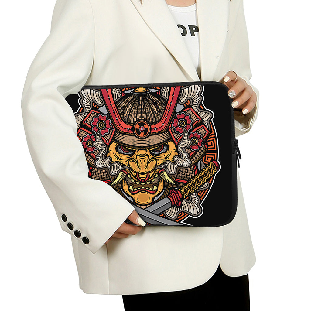 Japanese Samurai Mask Print Laptop Sleeve