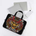 Japanese Samurai Mask Print Laptop Sleeve With Handle