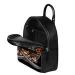 Japanese Samurai Mask Print Leather Backpack
