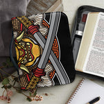 Japanese Samurai Mask Print Leather Bible Cover