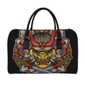 Japanese Samurai Mask Print Leather Duffel Bag
