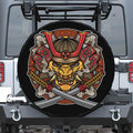 Japanese Samurai Mask Print Leather Spare Tire Cover
