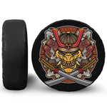 Japanese Samurai Mask Print Leather Spare Tire Cover