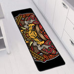 Japanese Samurai Mask Print Long Kitchen Mat