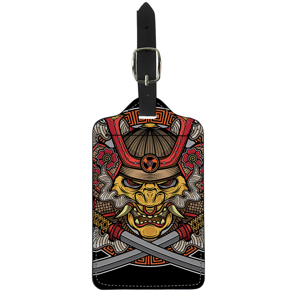 Japanese Samurai Mask Print Luggage Tag
