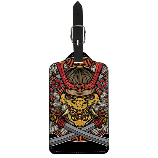Japanese Samurai Mask Print Luggage Tag