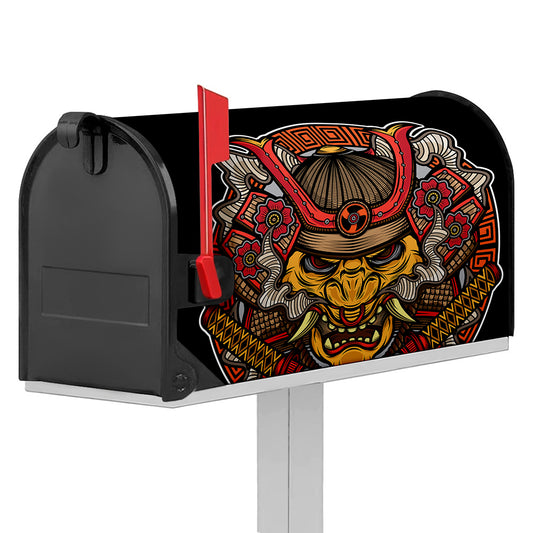 Japanese Samurai Mask Print Mailbox Cover