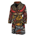 Japanese Samurai Mask Print Men's Bathrobe