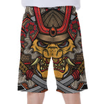Japanese Samurai Mask Print Men's Beach Shorts