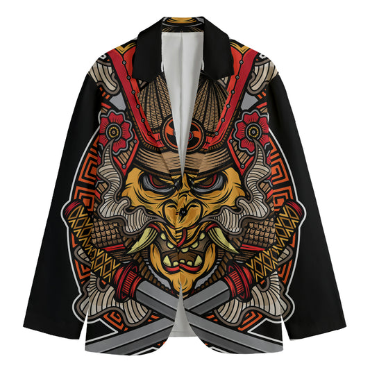Japanese Samurai Mask Print Men's Blazer