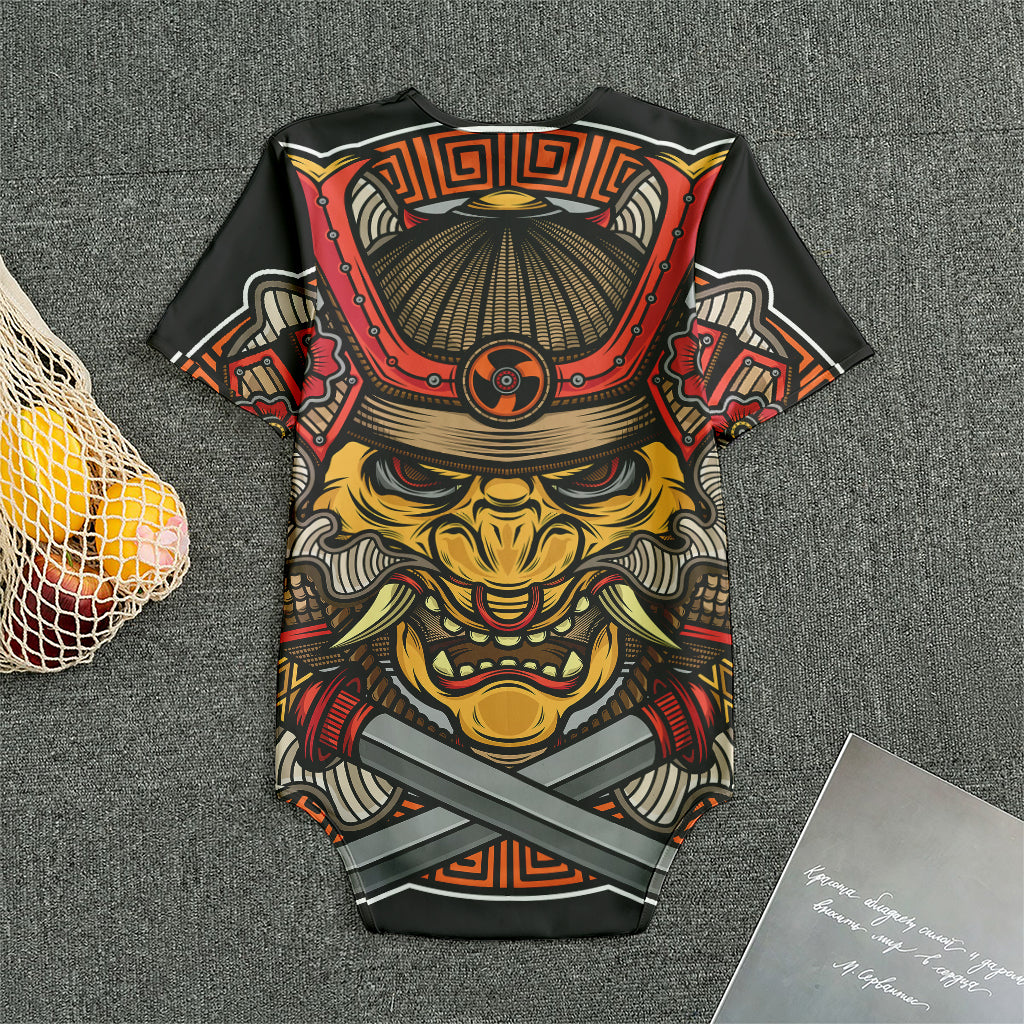 Japanese Samurai Mask Print Men's Bodysuit
