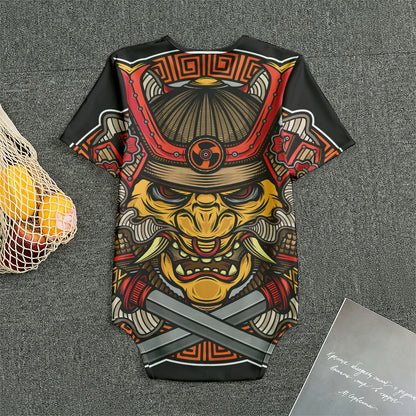 Japanese Samurai Mask Print Men's Bodysuit