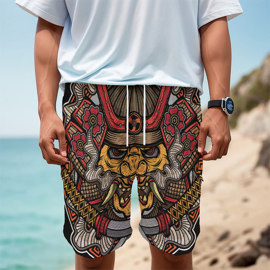 Japanese Samurai Mask Print Men's Cargo Shorts