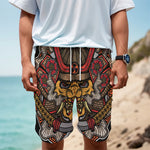 Japanese Samurai Mask Print Men's Cargo Shorts