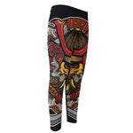 Japanese Samurai Mask Print Men's Compression Pants