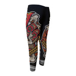 Japanese Samurai Mask Print Men's Compression Pants