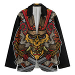 Japanese Samurai Mask Print Men's Cotton Blazer