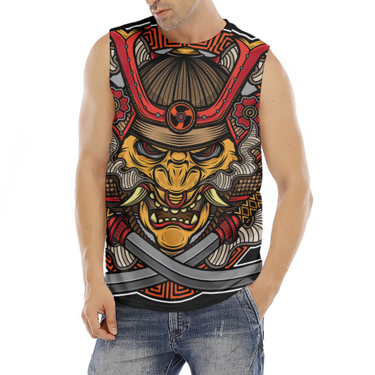 Japanese Samurai Mask Print Men's Fitness Tank Top