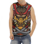 Japanese Samurai Mask Print Men's Fitness Tank Top