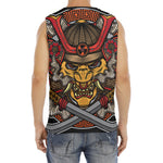 Japanese Samurai Mask Print Men's Fitness Tank Top