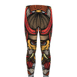 Japanese Samurai Mask Print Men's leggings