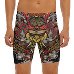 Japanese Samurai Mask Print Men's Long Boxer Briefs