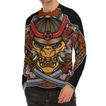 Japanese Samurai Mask Print Men's Long Sleeve Rash Guard