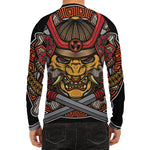 Japanese Samurai Mask Print Men's Long Sleeve Rash Guard