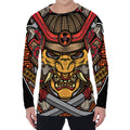 Japanese Samurai Mask Print Men's Long Sleeve T-Shirt