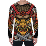 Japanese Samurai Mask Print Men's Long Sleeve T-Shirt
