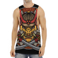 Japanese Samurai Mask Print Men's Muscle Tank Top