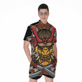 Japanese Samurai Mask Print Men's Romper