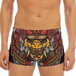 Japanese Samurai Mask Print Men's Short Boxer Briefs