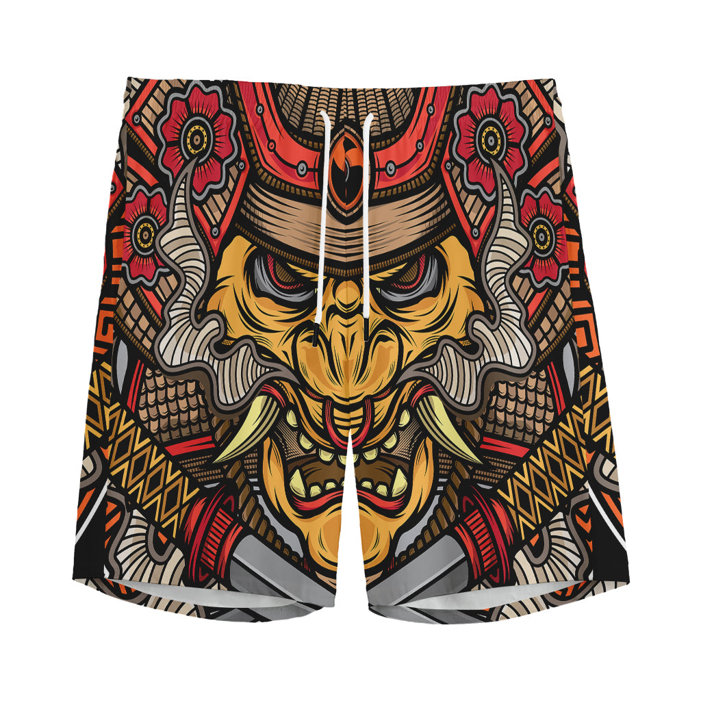 Japanese Samurai Mask Print Men's Sports Shorts