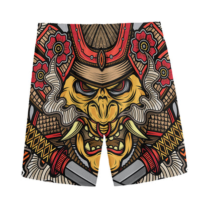 Japanese Samurai Mask Print Men's Sports Shorts