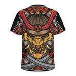 Japanese Samurai Mask Print Men's Sports T-Shirt
