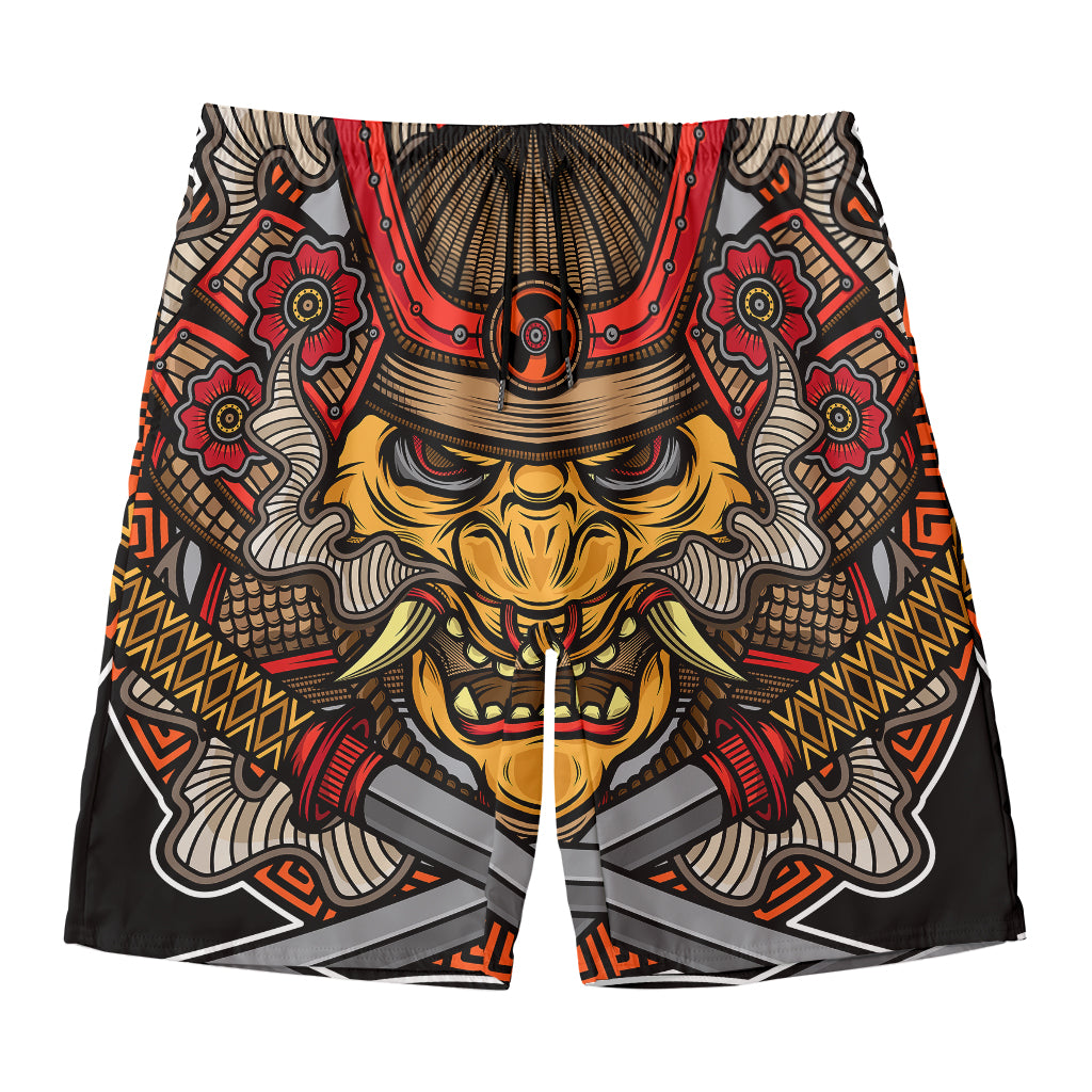 Japanese Samurai Mask Print Men's Swim Trunks
