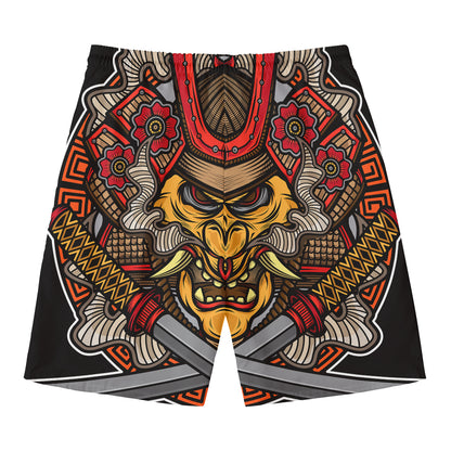 Japanese Samurai Mask Print Men's Swim Trunks