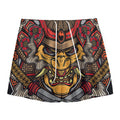 Japanese Samurai Mask Print Mesh Shorts